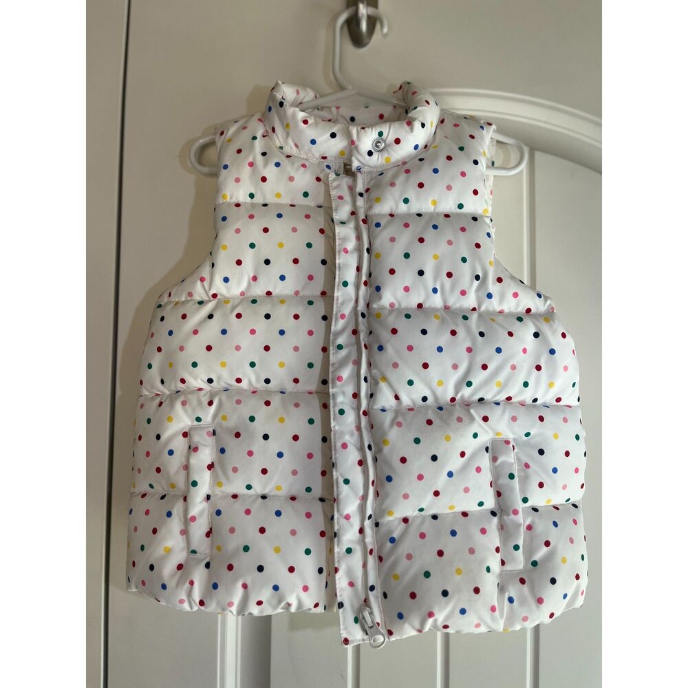 Baby Gap Girls Polka Dot Puffer Vest Size 5 PrimaLoft Insulated White